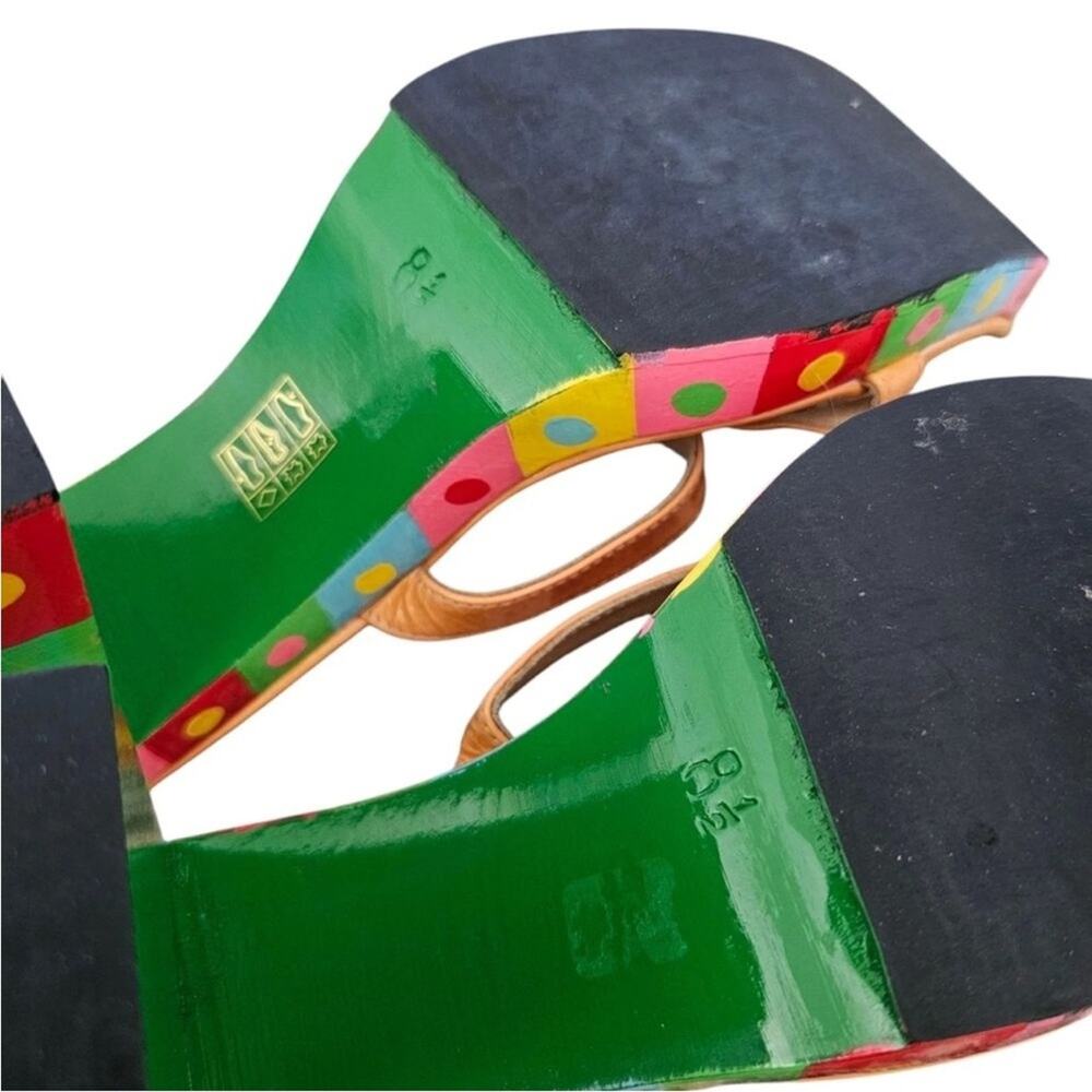 FENDI 90s Colorful rainbow Women's Block Heel Sandals 8.5 - Picture 8 of 12